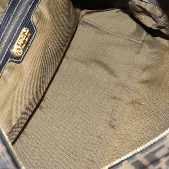 FENDI Zucca Canvas Hand Bag Black Brown gold Auth BA4615 - Picture 13 of 16